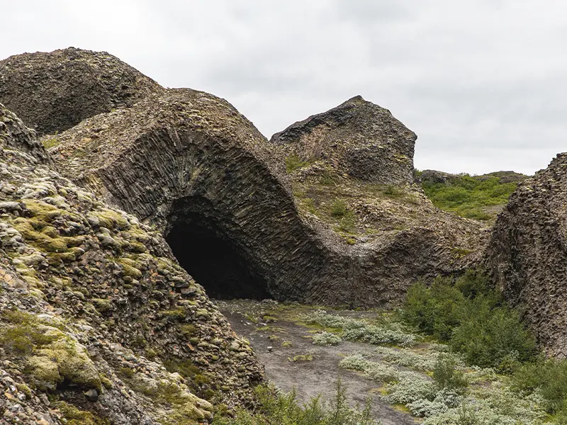 Klippeformation ved Hljóðaklettar i Island