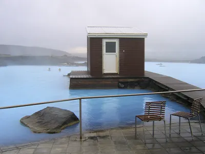 Mývatn naturbad med sit blå vand