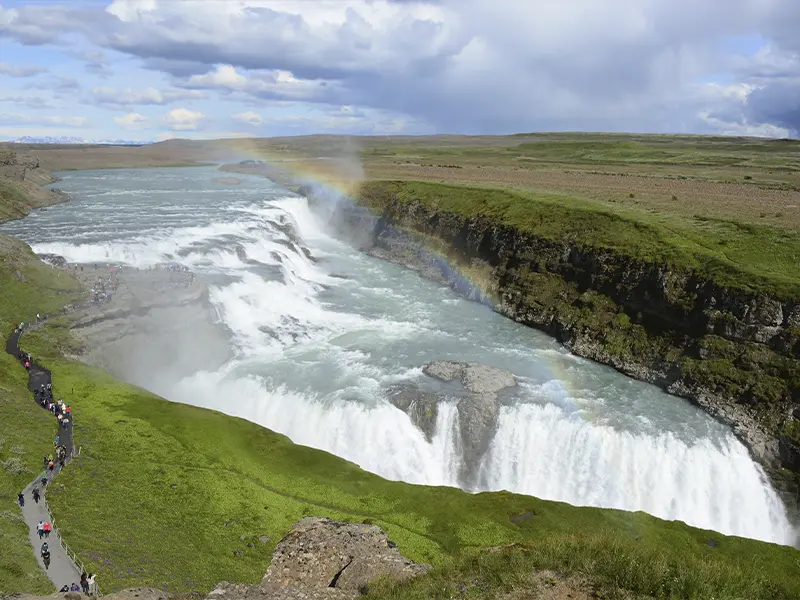 Vandfaldet Gullfoss i Island