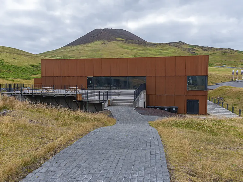 Indgangen til Eldheimar Vulkanmuseum