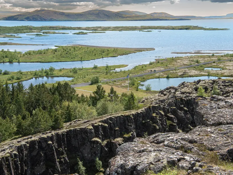 Smuk udsigt ud over Þingvellir Thingvellir national park