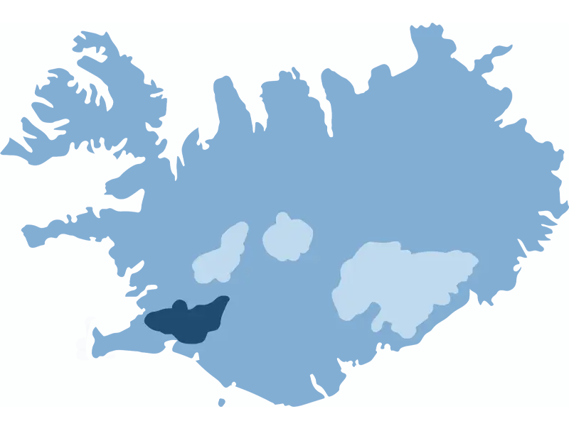 Kort over Island med rute