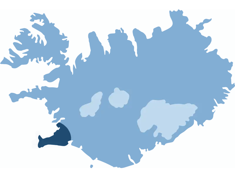 Kort over Island med rute