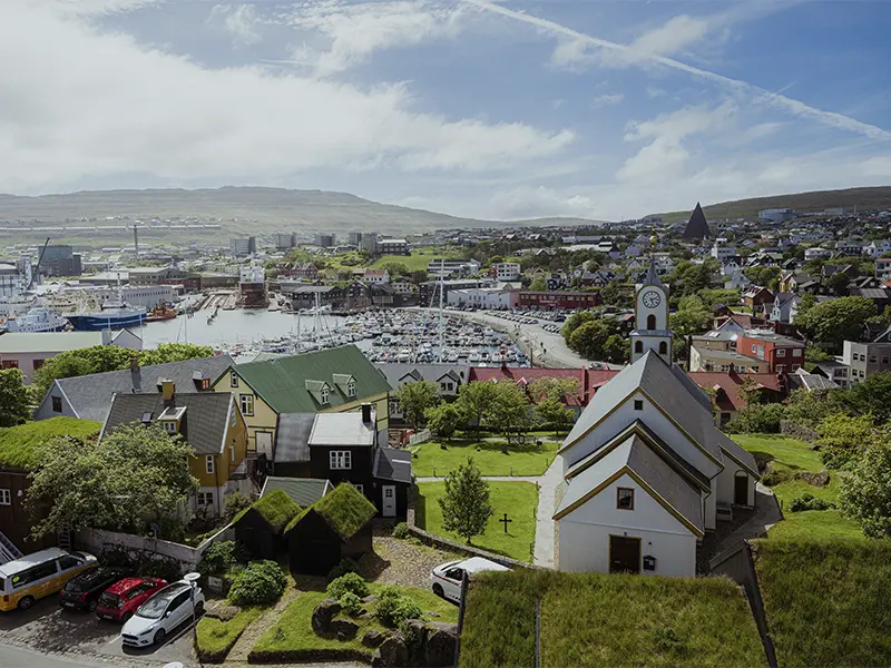 Udsigt over Tórshavn fra Hotel Hafnia