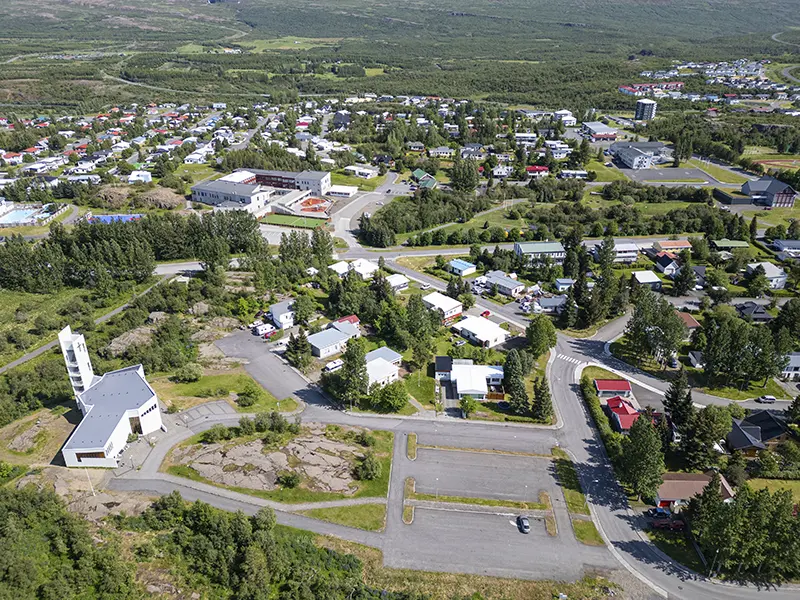 Udsigt ud over byen Egilsstaðir